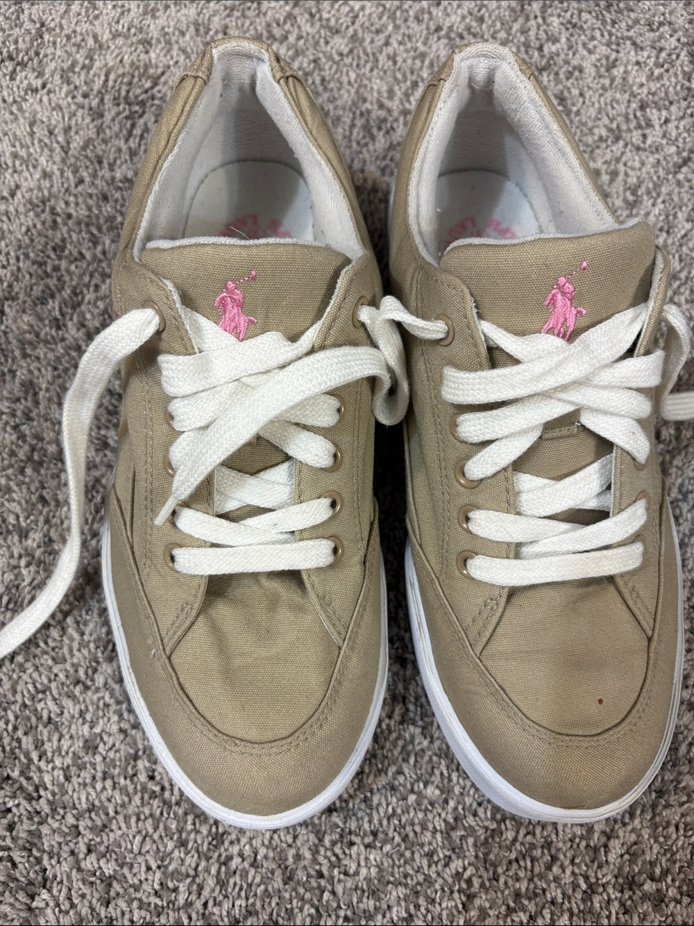 Polo Ralph Lauren Khaki/Pink Canvas Sneakers
